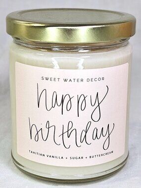 NEW 9oz Sweet Water Decor Happy Birthday Vanilla Sugar Buttercream Soy Candle